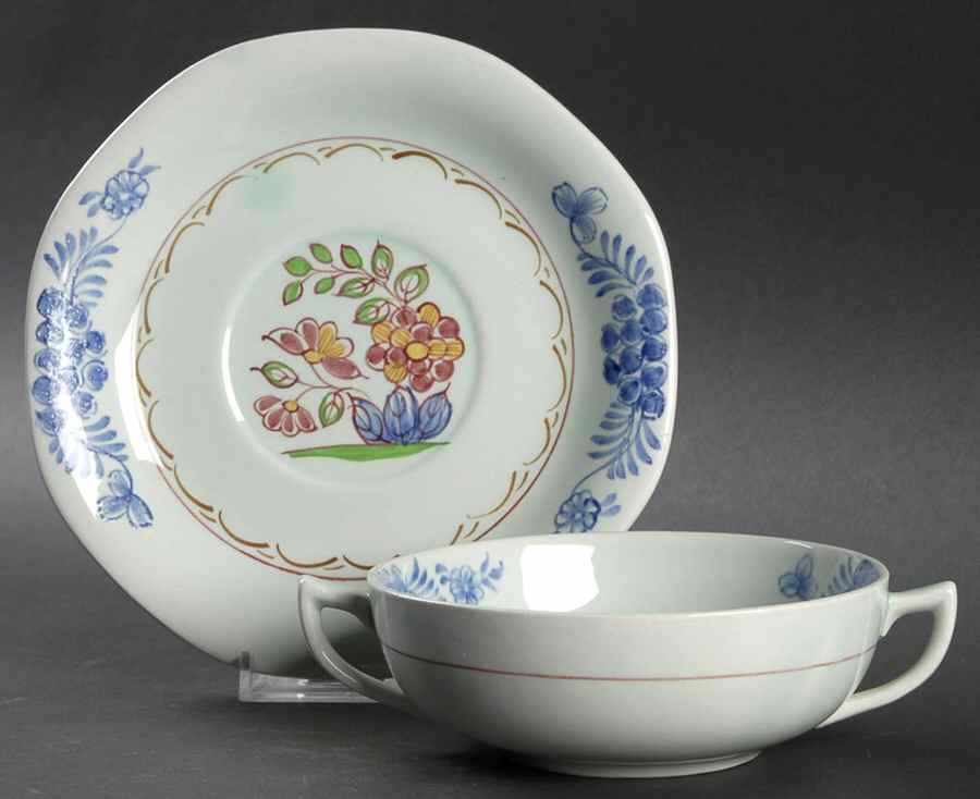 2413 Flat Cream Soup Bowl & Saucer Set by Adams China-1