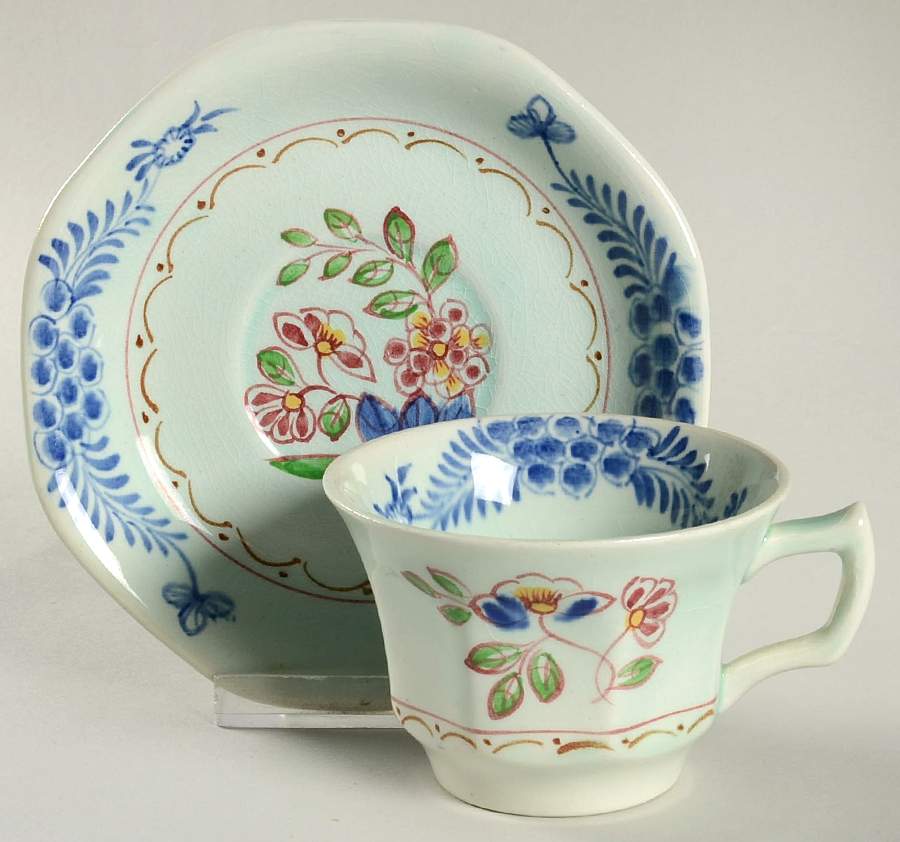2413 Flat Cup & Saucer Set by Adams China-1