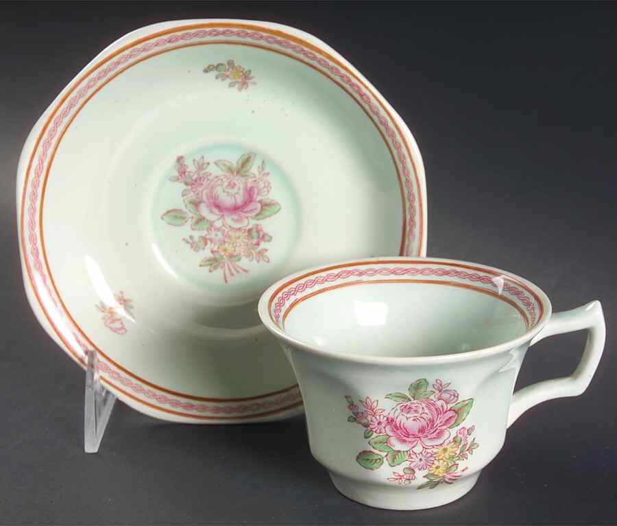 2418 Flat Cup & Saucer Set by Adams China-1