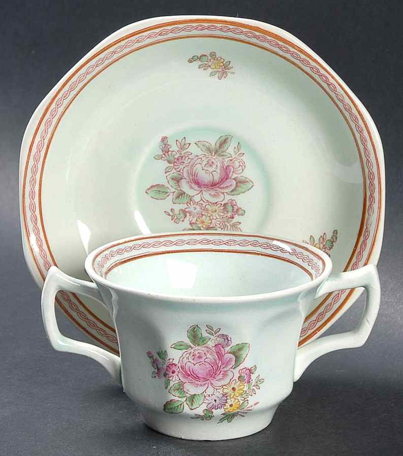 2418 Flat Bouillon Cup & Saucer by Adams China-1