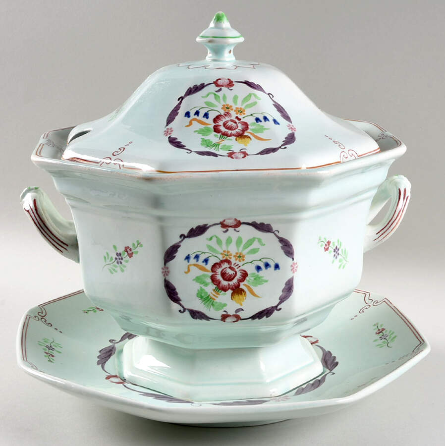2475 Octagonal Tureen & Lid with Underplate by Adams China-1