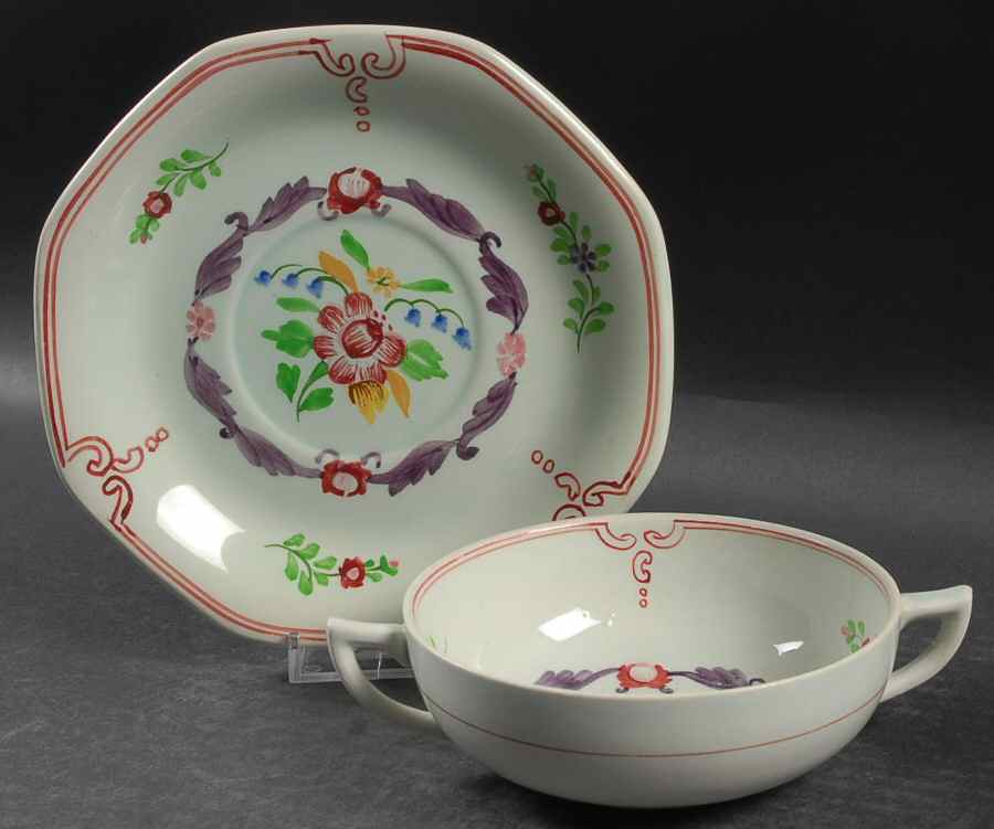 2475 Flat Cream Soup Bowl & Saucer Set by Adams China-1