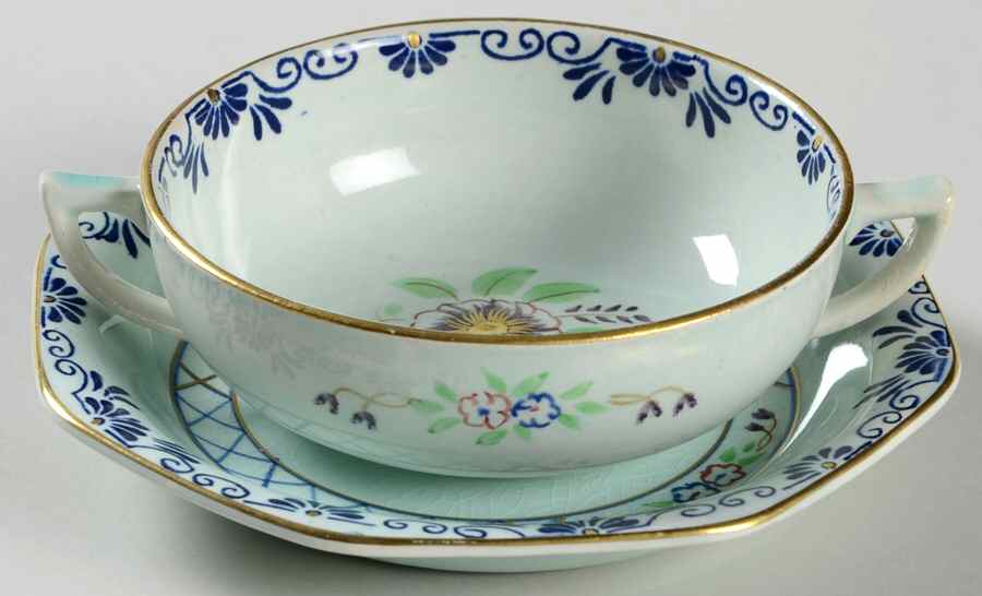 2546 Flat Cream Soup Bowl & Saucer Set by Adams China-1