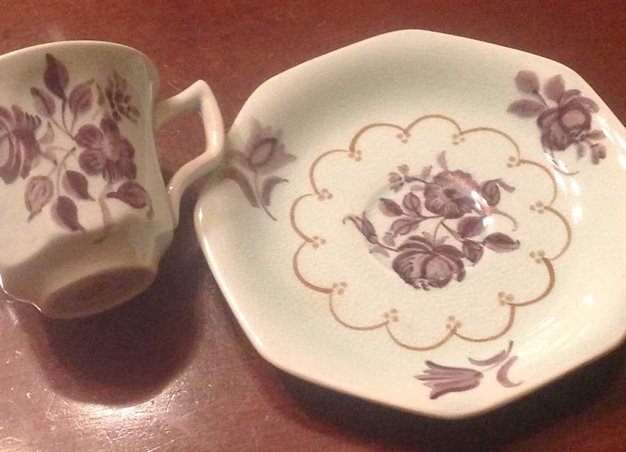 Regent Purple Flat Cup & Saucer Set by Adams China-1