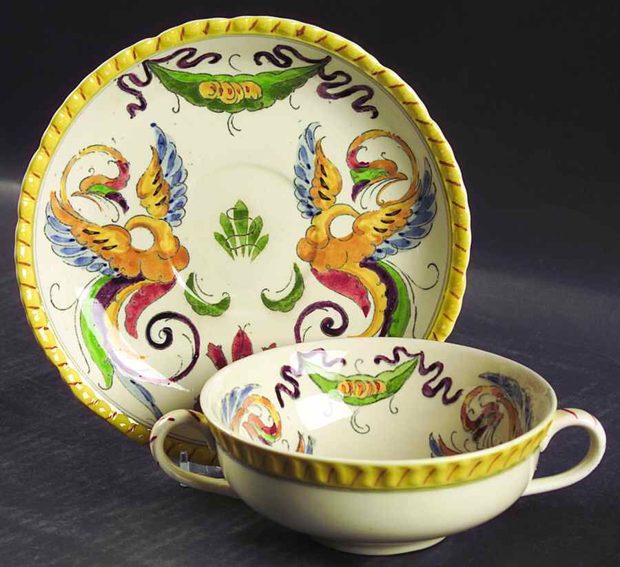 ADA22 Flat Cream Soup Bowl & Saucer Set by Adams China-1