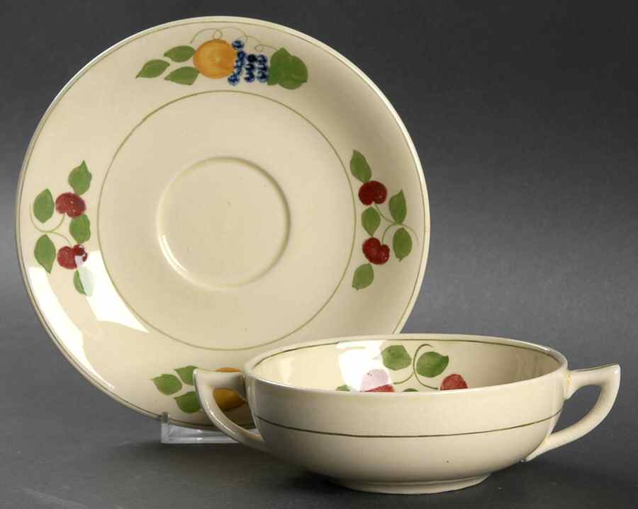 1346B Flat Cream Soup Bowl & Saucer Set by Adams China-1
