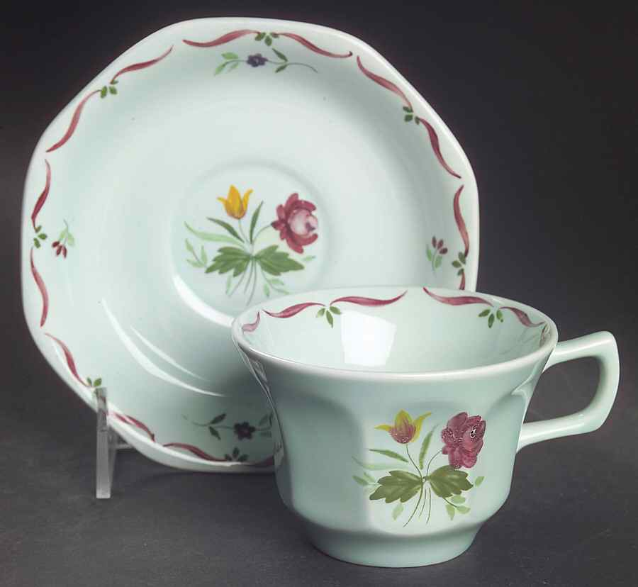 Allegro Flat Cup & Saucer Set by Adams China-1