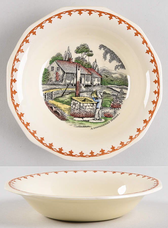 American Ways & Days (Brown Fleur Ring) Fruit/Dessert (Sauce) Bowl by Adams China-1