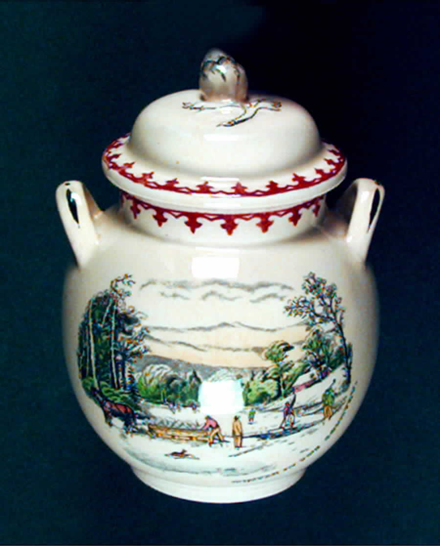 American Ways & Days (Brown Fleur Ring) Sugar Bowl & Lid by Adams China-1