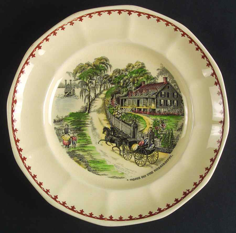 American Ways & Days (Brown Fleur Ring) Luncheon Plate by Adams China-1