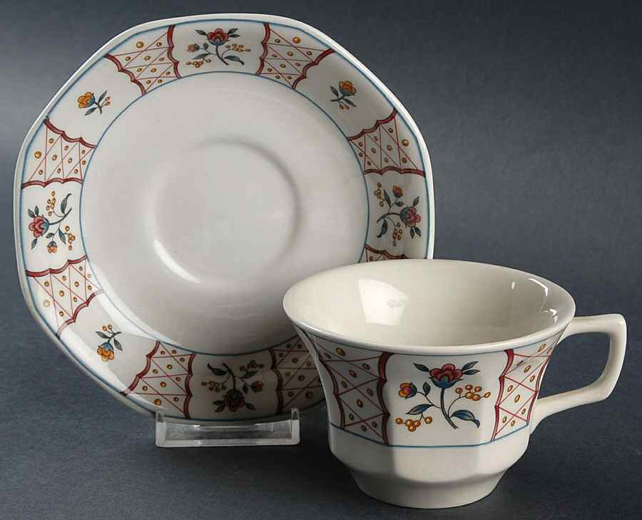 Anita Flat Cup & Saucer Set by Adams China-1