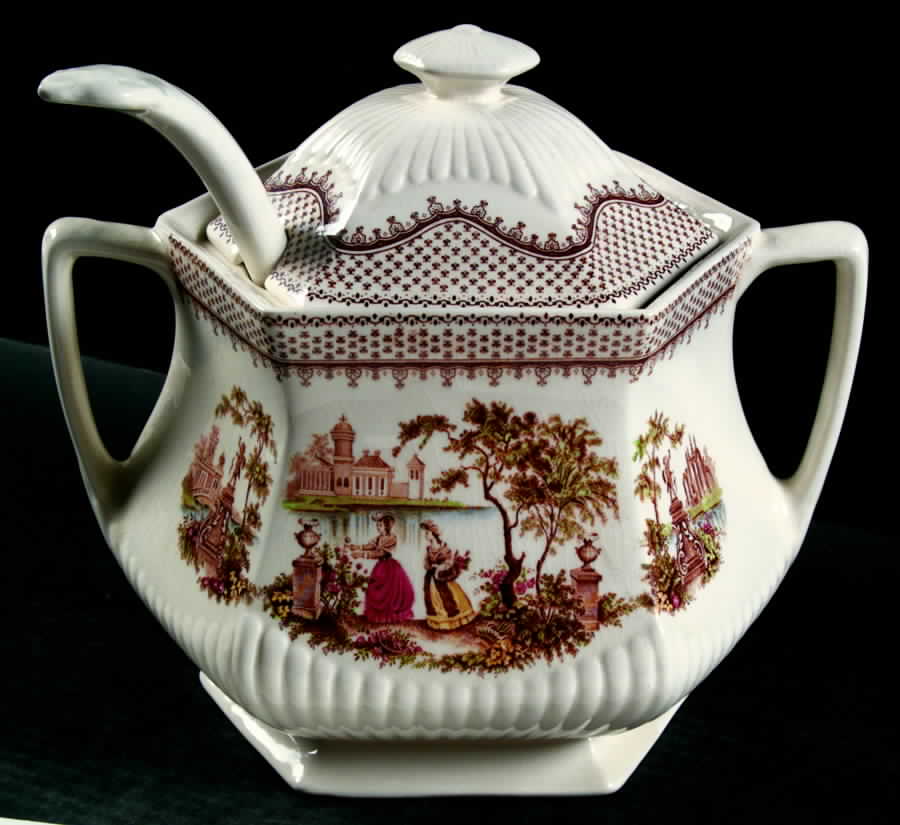Antoinette Multicolor Tureen & Lid w/Ladle by Adams China-1