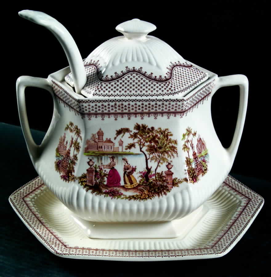 Antoinette Multicolor Tureen & Lid w/Ladle & Underplate by Adams China-1