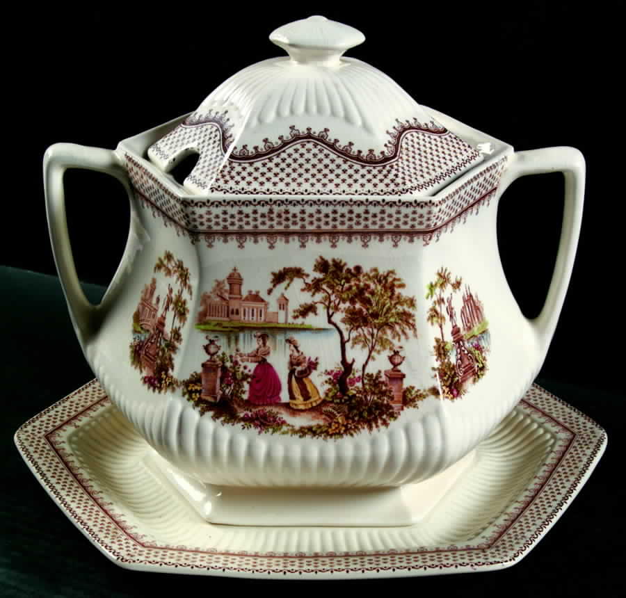 Antoinette Multicolor Tureen & Lid w/Underplate by Adams China-1