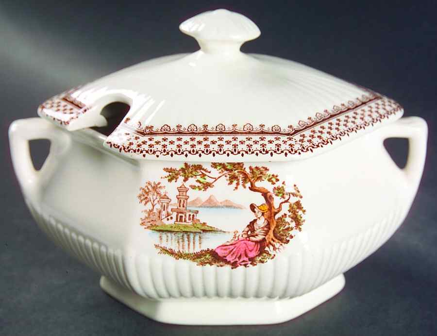 Antoinette Multicolor Sauce Boat & Lid by Adams China-1