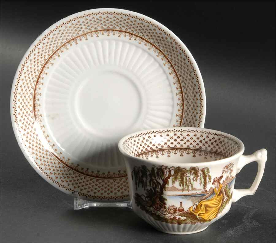 Antoinette Multicolor Flat Cup & Saucer Set by Adams China-1