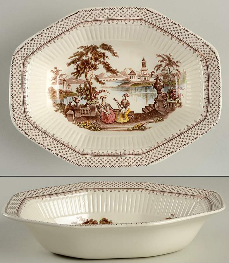 Antoinette Multicolor 9" Oval Vegetable Bowl by Adams China-1