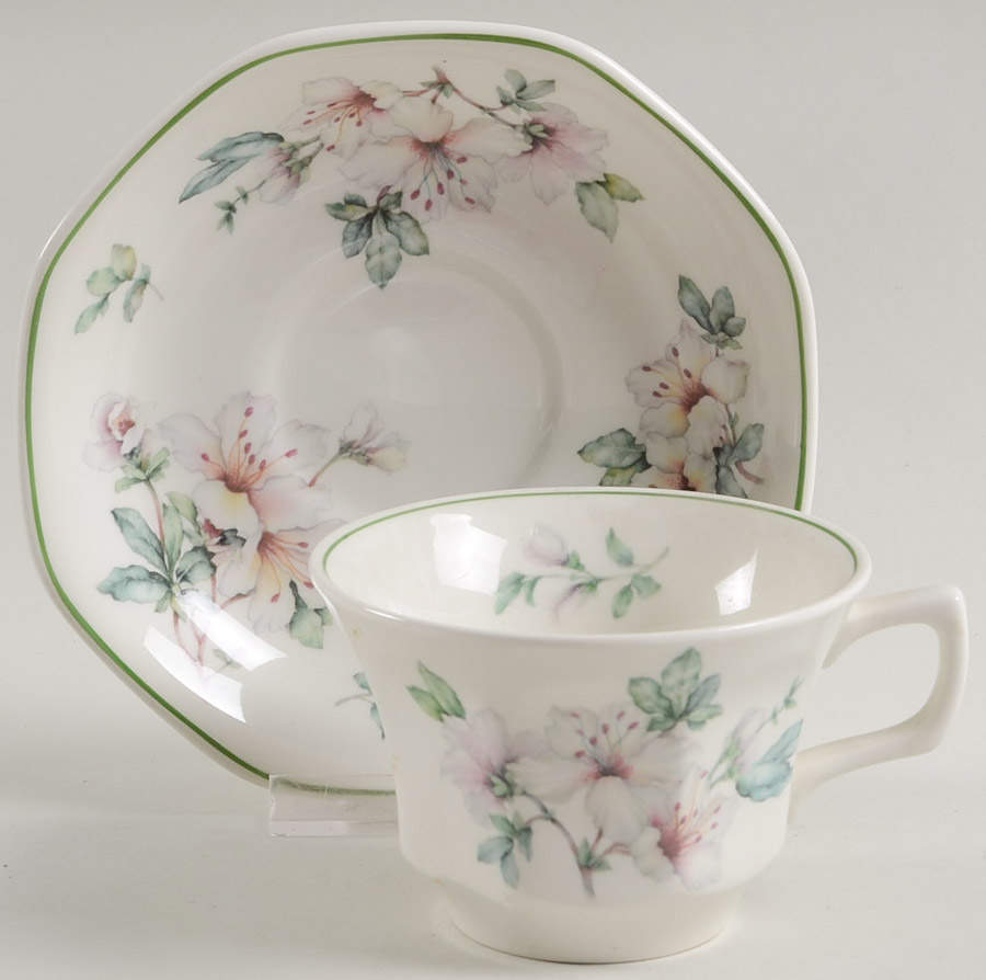 Azalea Flat Cup & Saucer Set by Adams China-1