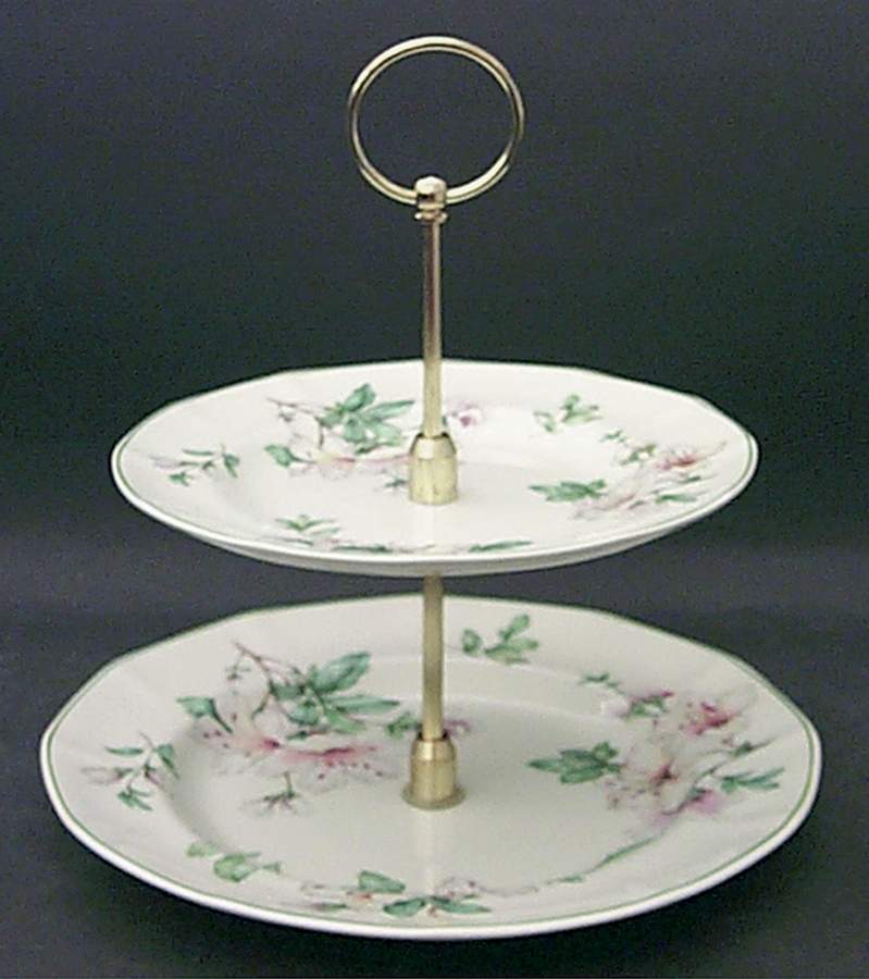 Azalea 2 Tiered Serving Tray (Dinner & Salad Plate) by Adams China-1