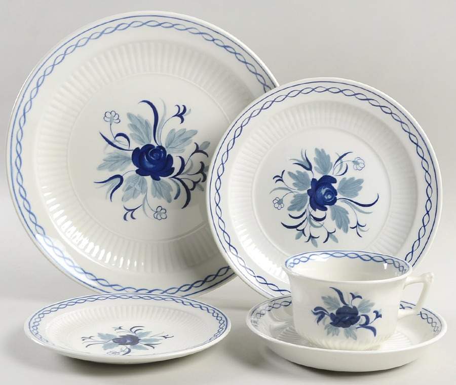 Baltic Blue (Newer, White) 5 Piece Place Setting by Adams China-1
