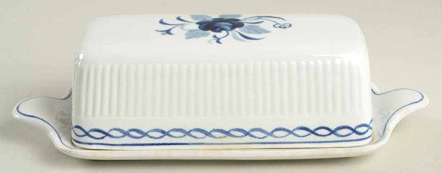 Baltic Blue (Newer, White) 1/4 Lb Covered Butter by Adams China-1