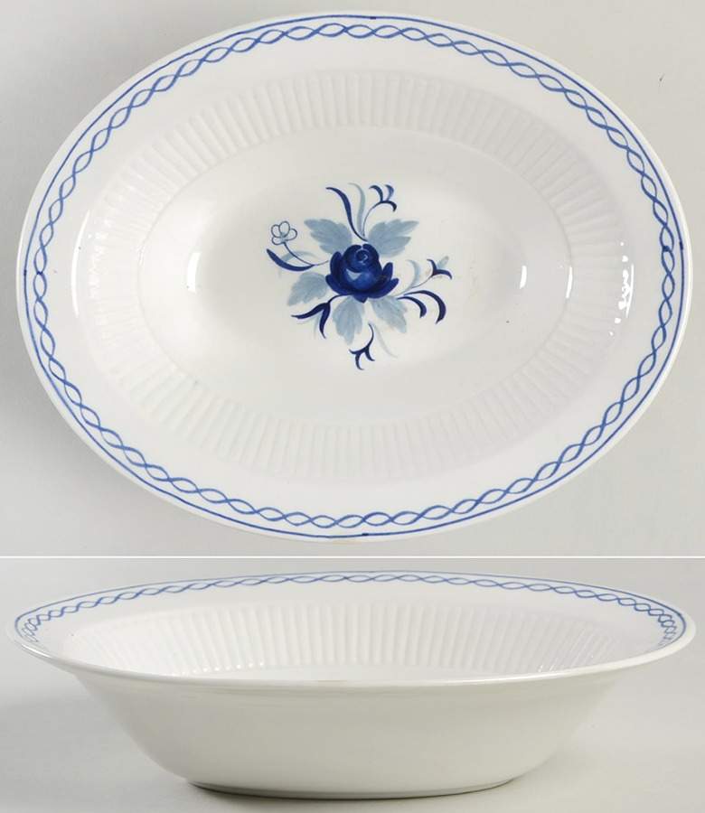 Baltic Blue (Newer, White) 9" Oval Vegetable Bowl by Adams China-1