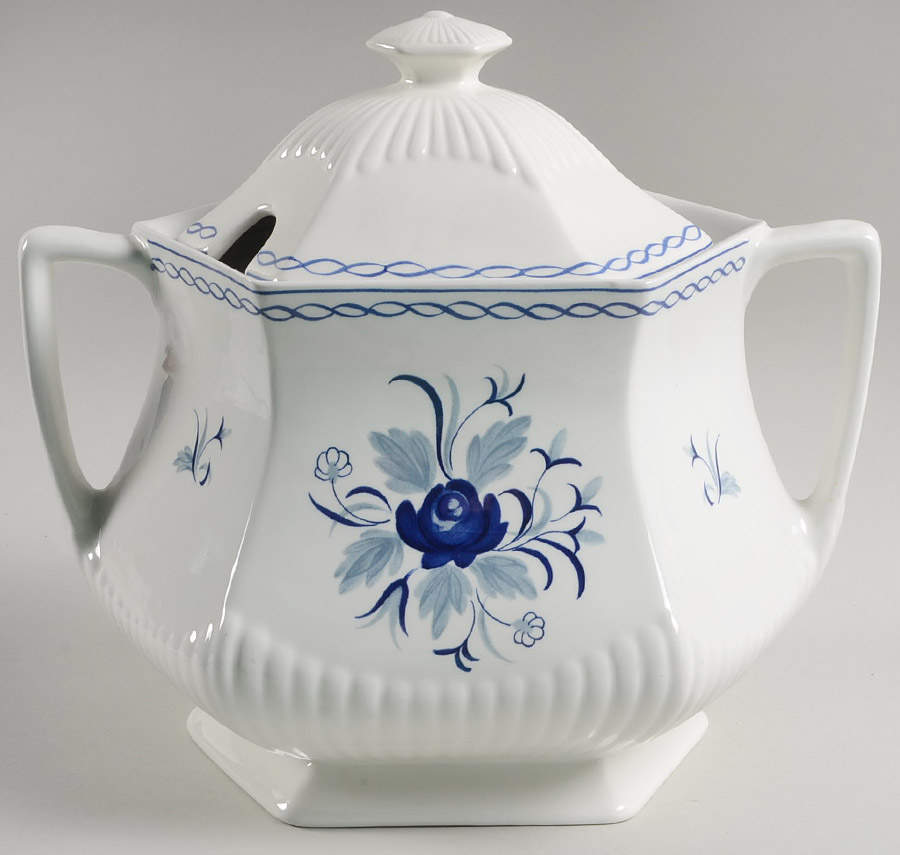 Baltic Blue (Newer, White) Tureen &  Lid by Adams China-1