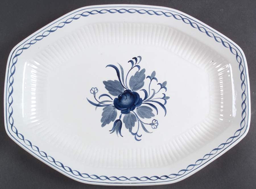 Baltic Blue (Newer, White) 13" Octagonal Serving Platter by Adams China-1