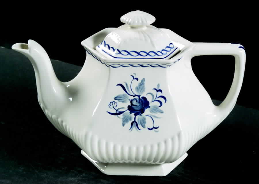 Baltic Blue (Newer, White) Teapot & Lid by Adams China-1