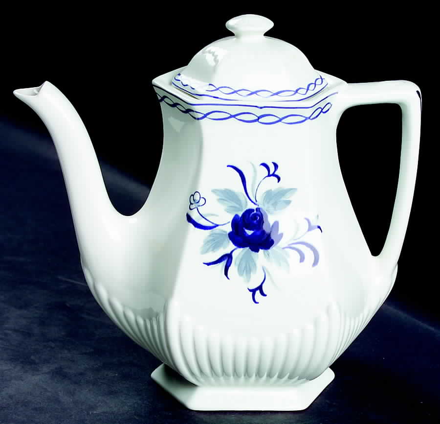 Baltic Blue (Newer, White) Small Coffee Pot & Lid by Adams China-1
