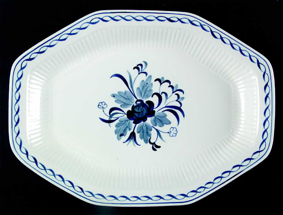 Baltic Blue (Newer, White) 11" Octagonal Serving Platter by Adams China-1