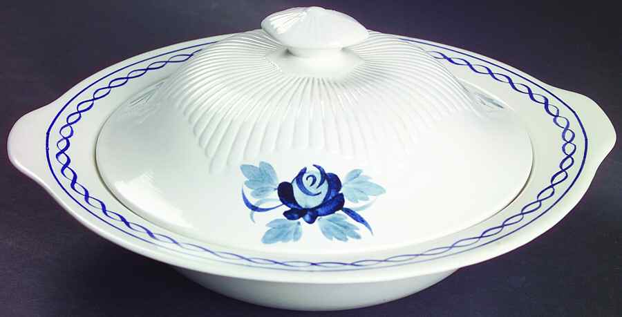 Baltic Blue (Newer, White) Round Covered Vegetable by Adams China-1