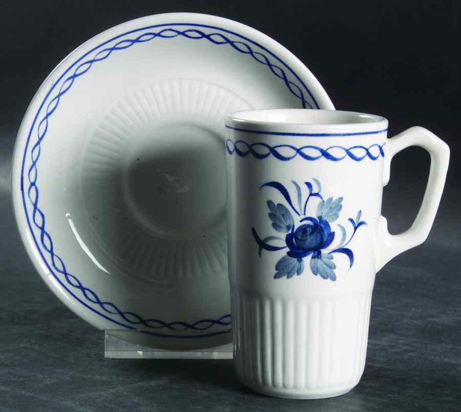 Baltic Blue (Newer, White) Irish Coffee Cup and Saucer Set by Adams China-1