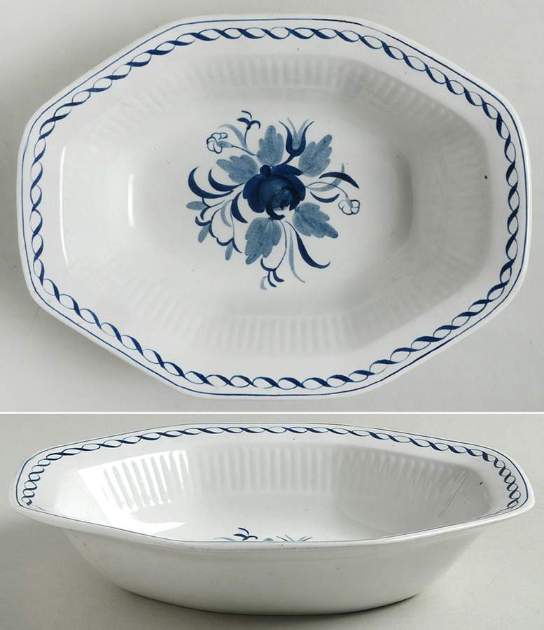 Baltic Blue (Newer, White) 9" Octagonal Vegetable Bowl by Adams China-1