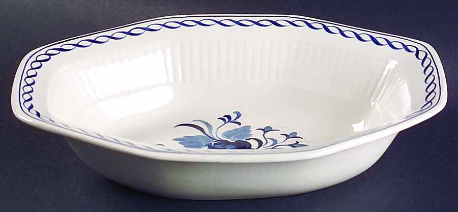 Baltic Blue (Newer, White) 9" Oval Vegetable Bowl by Adams China-1
