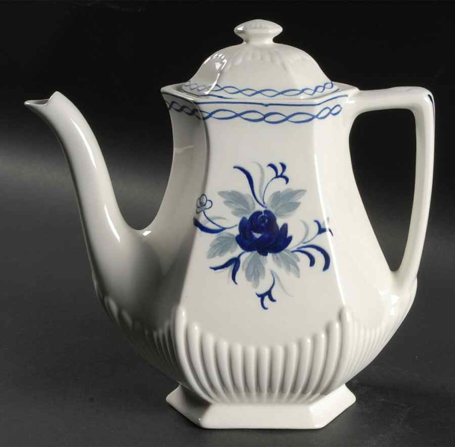 Baltic Blue (Newer, White) Mini Coffee Pot & Lid by Adams China-1