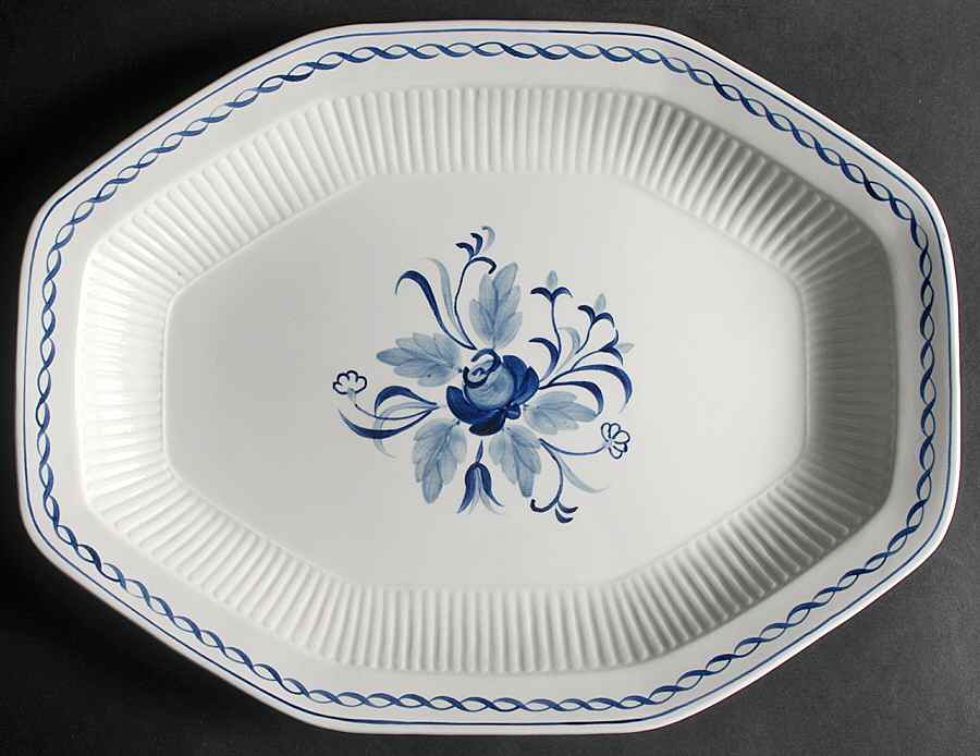 Baltic Blue (Newer, White) 15" Octagonal Serving Platter by Adams China-1