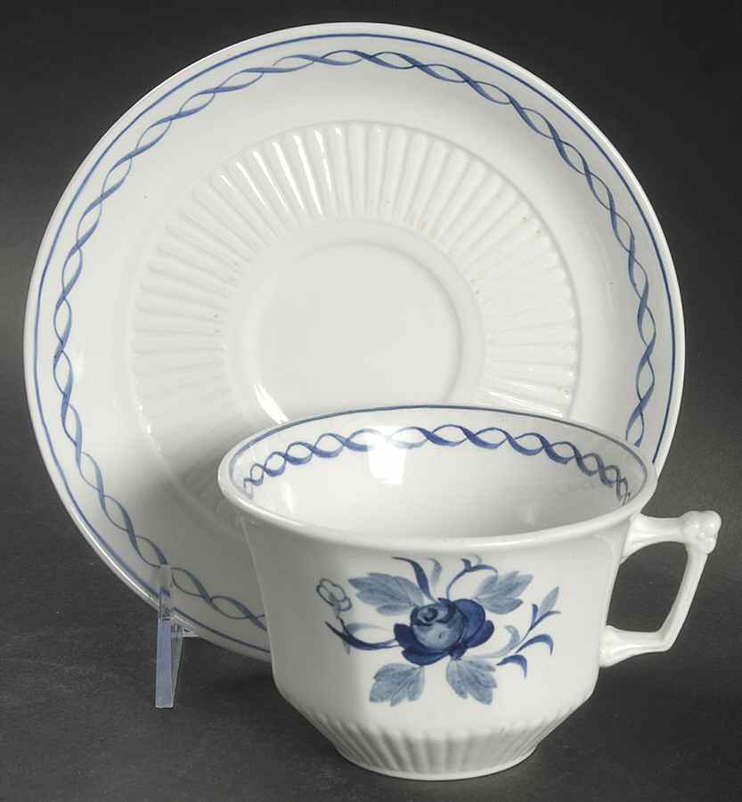 Baltic Blue (Newer, White) Oversized Cup & Saucer Set by Adams China-1