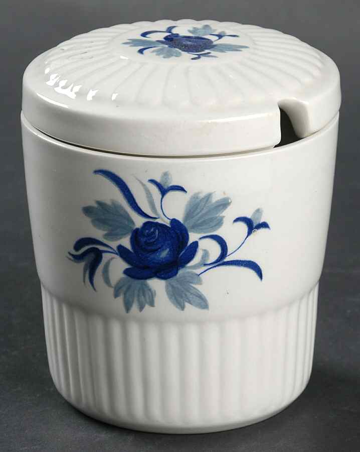 Baltic Blue (Newer, White) Jam/Jelly & Lid by Adams China-1