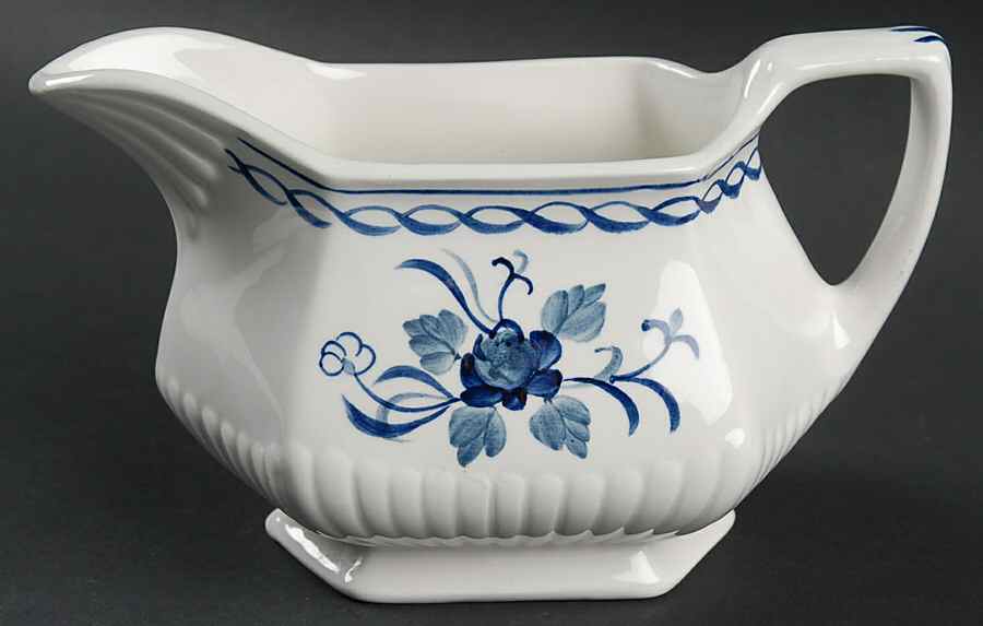 Baltic Blue (Newer, White) Gravy Boat by Adams China-1