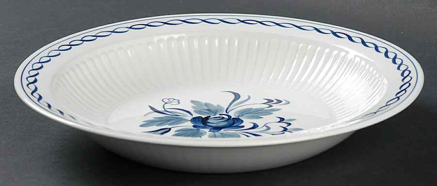 Baltic Blue (Newer, White) Large Rim Soup Bowl by Adams China-1