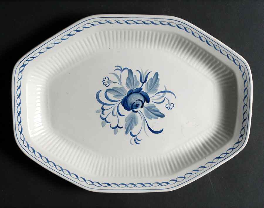 Baltic Blue (Newer, White) 11" Oval Serving Platter by Adams China-1