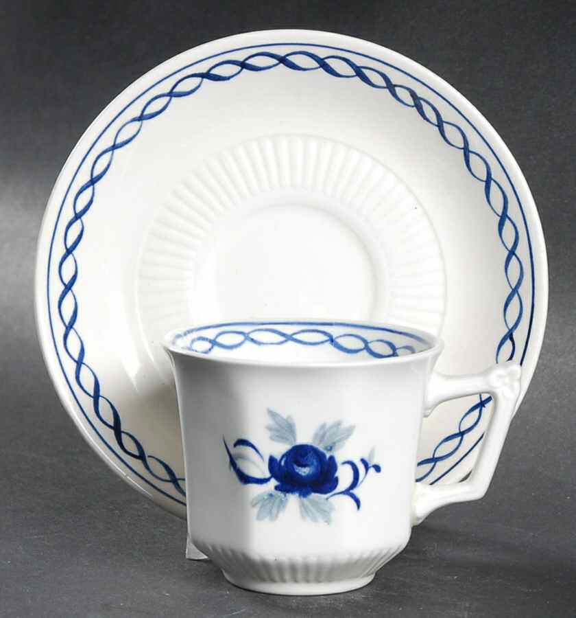 Baltic Blue (Newer, White) Flat Demitasse Cup & Saucer Set by Adams China-1
