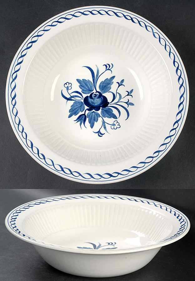 Baltic Blue (Newer, White) 9" Round Vegetable Bowl by Adams China-1