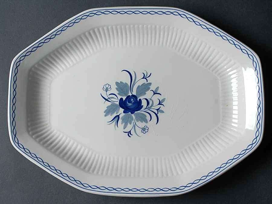 Baltic Blue (Newer, White) 13" Octagonal Serving Platter by Adams China-1