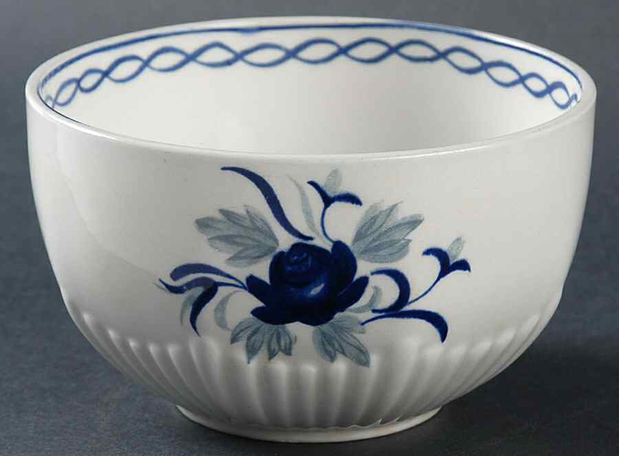 Baltic Blue (Newer, White) Open Sugar Bowl by Adams China-1