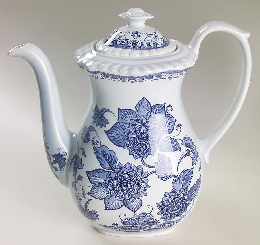 Blue Butterfly Coffee Pot & Lid by Adams China-1