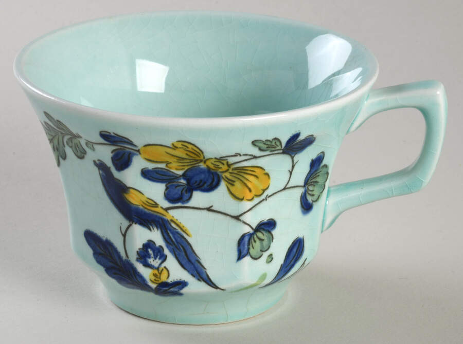Blue Parrot (Celadon) Flat Cup by Adams China-1
