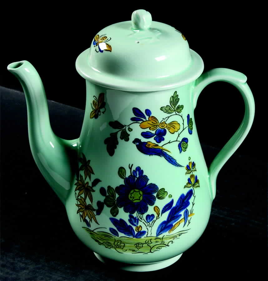 Blue Parrot (Celadon) Coffee Pot & Lid by Adams China-1