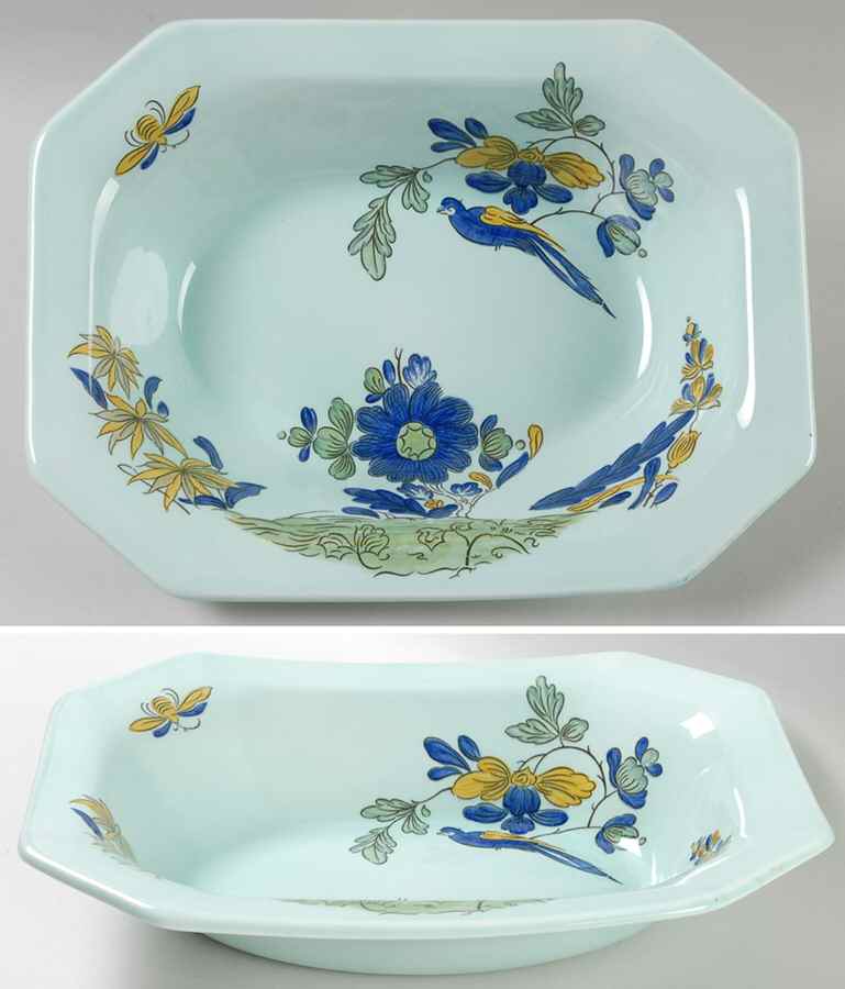 Blue Parrot (Celadon) 10" Oval Vegetable Bowl by Adams China-1